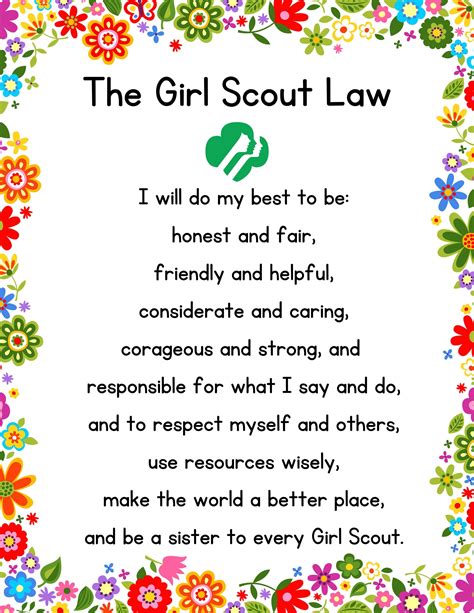 Girl Scout Law PDF and PNG Pintable, Digital Download - Etsy