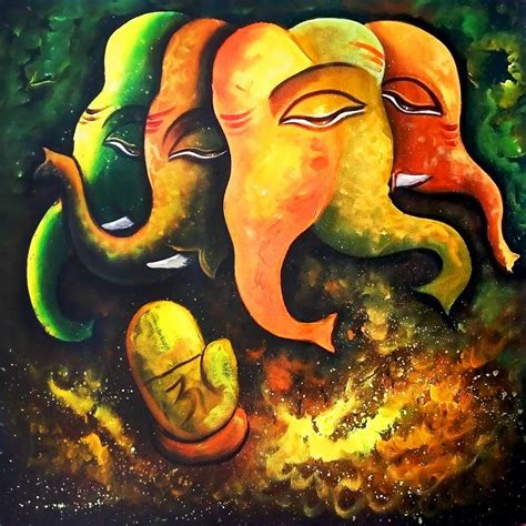 BOXD Panchamukhi Lord Ganesha Painting Poster On Sunboard 12 X 12Inch ...