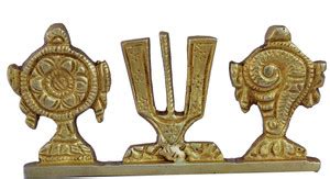 aakrati Brass Made Vishnu Sankh Chakra Namah Decorative Showpiece - 5 ...