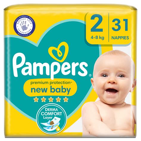 Pampers Premium Protection New Baby Size 2, 31 Nappies, 4kg - 8kg ...