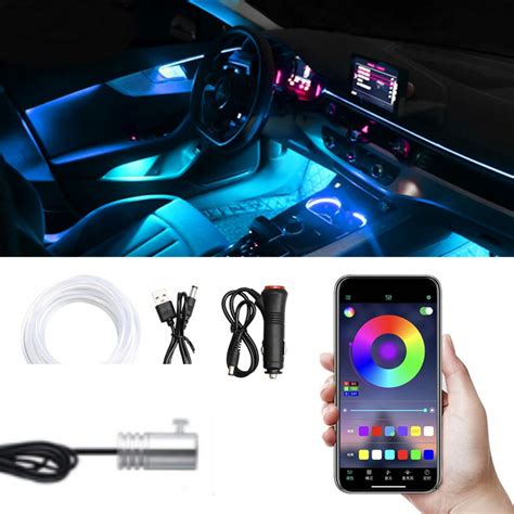 1IN1 2M RGB LED Atmosphere Car Interior Ambient Light Fiber Optic ...