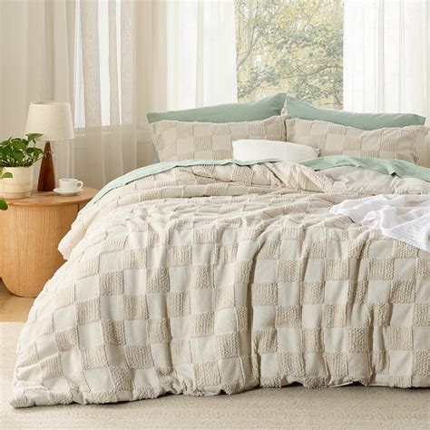 Bedsure Queen Size Comforter Set Beige, Boho Tufted Bedding Comforter ...