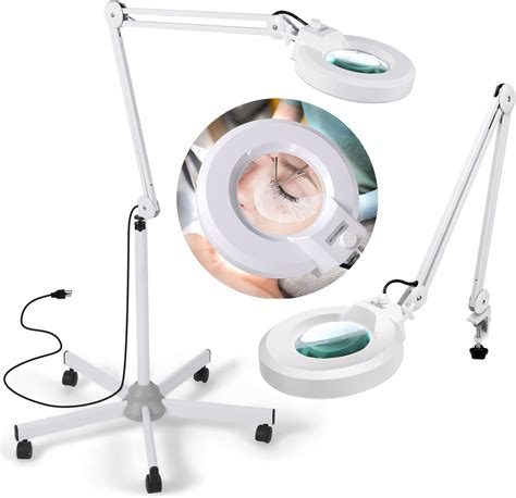 10X Magnifying Glass with Light and Stand, LANCOSC 2,200 Lumens Floor ...
