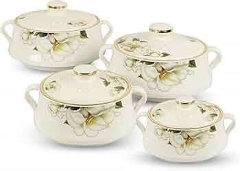 NAYASA Pack of 4 Cook and Serve Casserole Set (500 ml 1000 ml 1500 ml ...