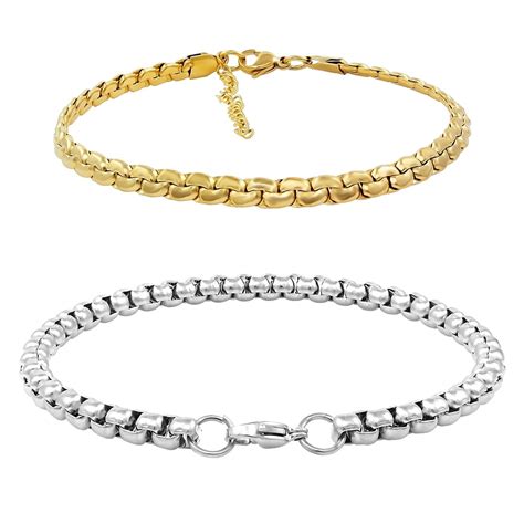 Buy Nakabh Combo of Chain Stainless Steel Wrist Bracelet for Men Boys ...