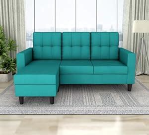 Sofa Architect Wood Darcy L Shape 4 Seater Sofa Set (Aqua Blue ...