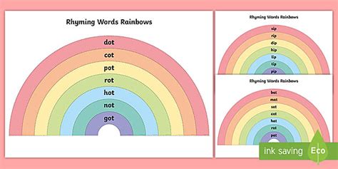 Phase 2 Rhyming Words Rainbows