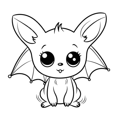 Cute Baby Bat Coloring Pages Outline Sketch Drawing Vector, Baby ...