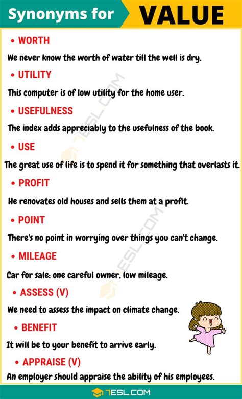 140+ Synonyms for "Value" with Examples | Another Word for "Value" • 7ESL