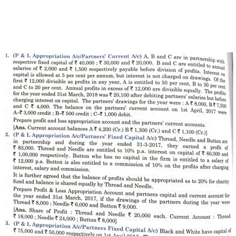 (P&L Appropriation Ac/Partners' Current Alle) A, B and C are in ...