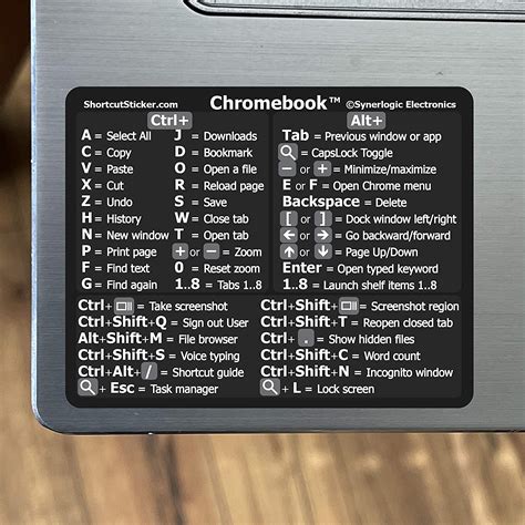 SYNERLOGIC Chrome OS Reference Keyboard Shortcut Sticker - Black Vinyl ...