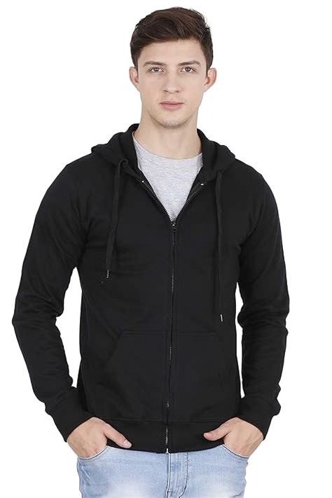Buy FLEXIMAA Men's Cotton Black Color Full Zipper Regular Sweatshirt ...