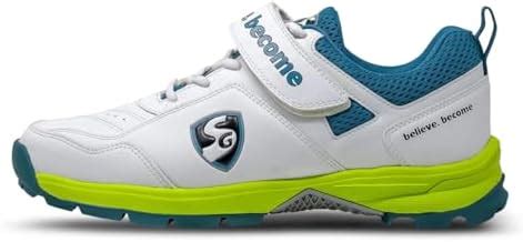 SG Century 6.0 Cricket Shoe (Color: White, Sea Green & Fluorescent ...