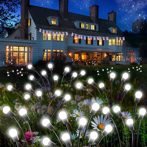SANJICHA 6-Pack Solar Garden Lights, New Upgraded Firefly Solar Lights ...