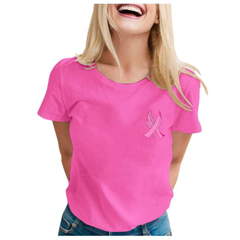 Breast Cancer Shirts Women Breast Cancer Awareness T-Shirts Cancer Survivor Pink Ribbon Short ...