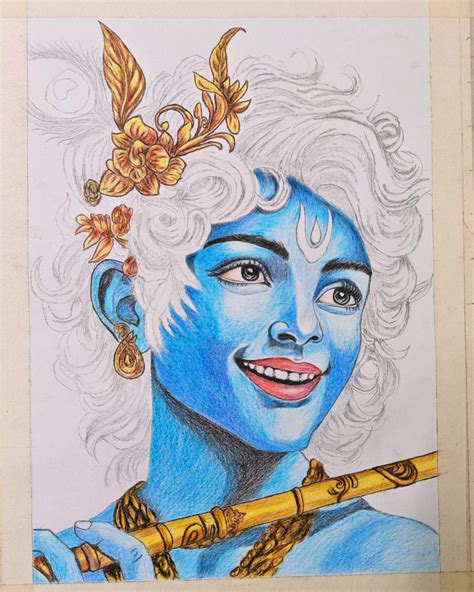 Pravin_Awati_Art on Instagram: "My New Drawing of Lord Krishna by Colour Pencil" in 2025 ...