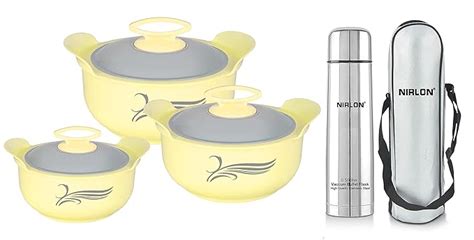 Buy NIRLON Delight Inner Steel Casserole (800ml, 1200ml, 2000ml) Yellow ...