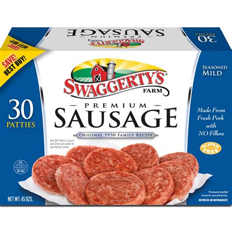 Swaggerty's Farm Mild Breakfast Sausage Patties, 45 oz, Cardboard Box ...