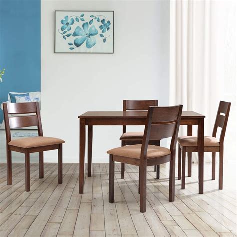 Evok Anton 4 Seater Dining Table Set (Dark Oak) : Amazon.in: Home & Kitchen