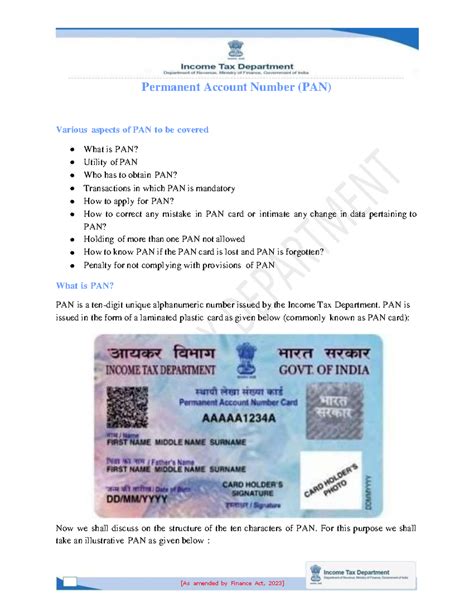 1.permanent account number (pan) - What is PAN? Utility of PAN Who has ...