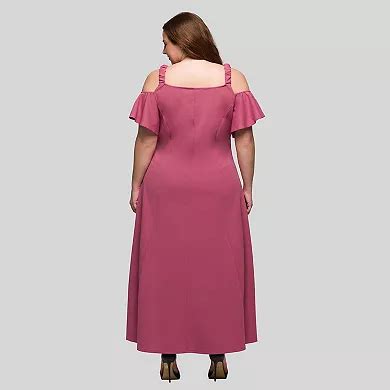 Plus Size 24Seven Comfort Apparel Cold Shoulder Ruffle Sleeve A-Line ...
