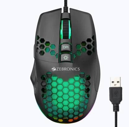 ZEBRONICS ZEB-CROSSHAIR Wired Ambidextrous Optical Gaming Mouse ...