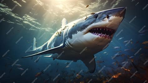Premium Photo | A predator great white shark swimming in the ocean coral Ai - predators of great white sharks