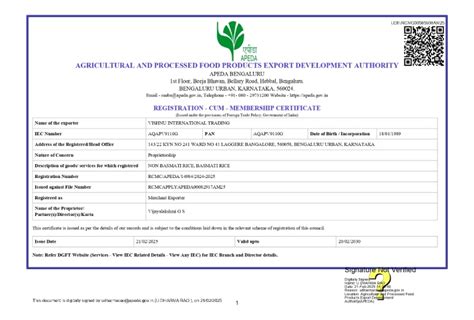 Certification - Certificate Of IEC, Food Certificate, Vishnu ...