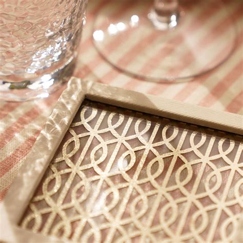 Beige and Gold Dual Toned Faux Leather Coaster