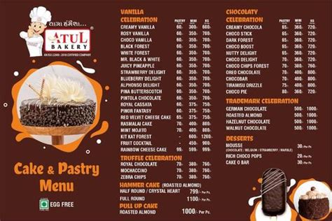 Menu at Atul Bakery, Shreeji Adajan, Surat, G-76