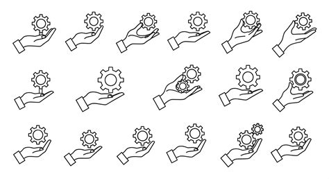 Hands holding gear icons concept of process solution and technology ...