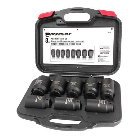 Powerbuilt Axle Nut Socket Kit, 8 Piece, 1/2 Inch Drive, 6 and 12 Point ...
