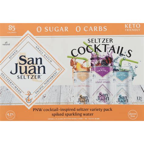 San Juan Seltzer Spiked Sparkling Water, Cocktails Variety Pack (12 fl ...