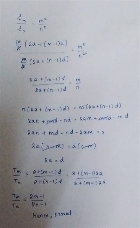 Find the ratio of the m and n term of an ap m2 n2 show that ratio of m ...