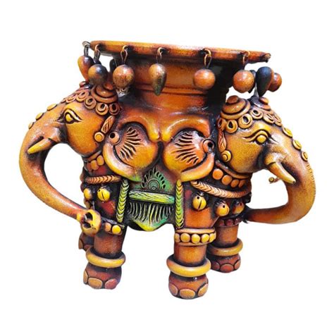 Terracotta Hand Painted Elephant Headed Stand – VTI HERITAGE