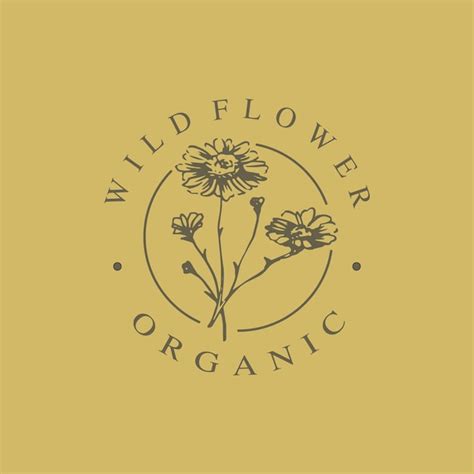 Fleurs sauvages biologiques logo dessinés à la main | Vecteur Premium