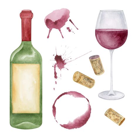 Watercolor Red Wine Clipart Romantic Glass Of Red Wine And Red ...