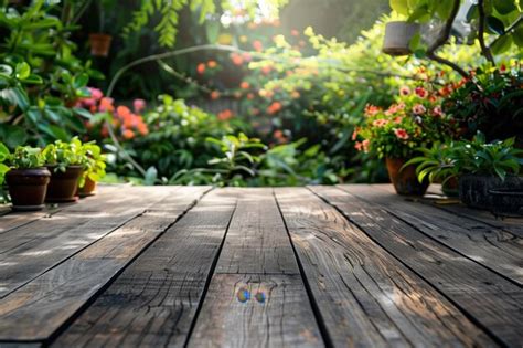 Wooden boards and flowers | Premium AI-generated image