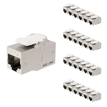 iwillink Cat6A Shielded Keystone RJ45 Coupler 25-Pack, Zinc Alloy Metal ...