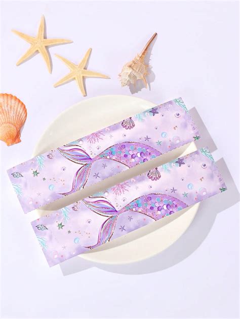 10/24 piezas Pegatinas de botellas con tema de sirena morada, pegatinas ...