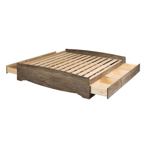 Mate's Drifted Gray Frame King Platform Storage Bed | Ubuy India