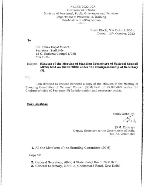Minutes of JCM meeting held on 22.09.2022