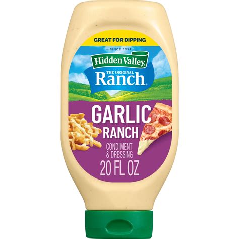 Hidden Valley Garlic Ranch Dressing, Creamy Condiment, 20 oz Bottle ...