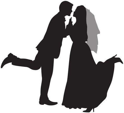 Groom And Bride Silhouette PNG Transparent Image