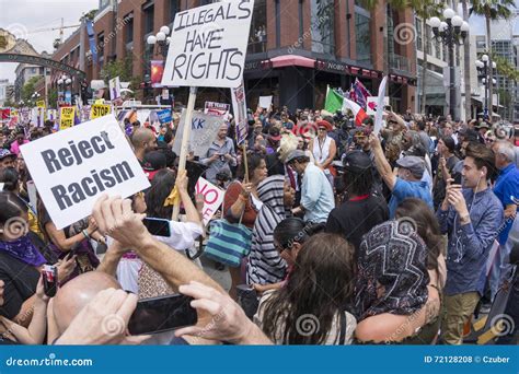 Protesters at Anti-Trump Demonstration in San Diego Editorial Stock ...