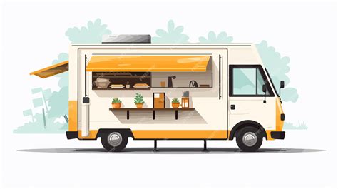 Premium Vector | A cartoon drawing of a food truck with a sign that ...