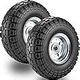 (2-Pack) 10-Inch Solid Rubber Tires and Wheels - Replacement 4.10/3.50 ...