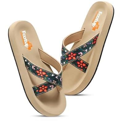 Buy FOOT UP Women’s Ethnic Floral Comfort Sandals | Soft Cushioned EVA ...