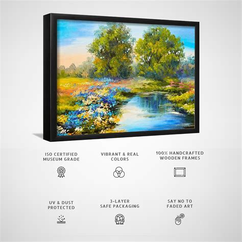 Buy Landscape-river in the forest colorful fields of flowers Big Canvas ...