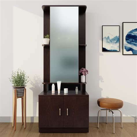 BLUEWUD Darci Engineered Wood Wall Mount/Floor Standing Dressing Table ...